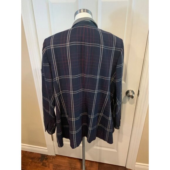 Lane Bryant Navy Blue, Red & White Plaid Blazer, Size 24 - Picture 6 of 7